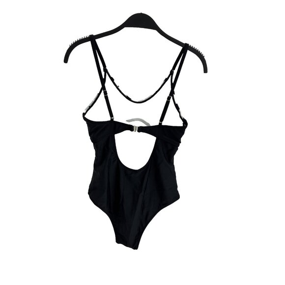 Cupshe Womens Size M One Piece Swimsuit Gingham Ruffle Black Monokini Swimwear - Picture 3 of 6
